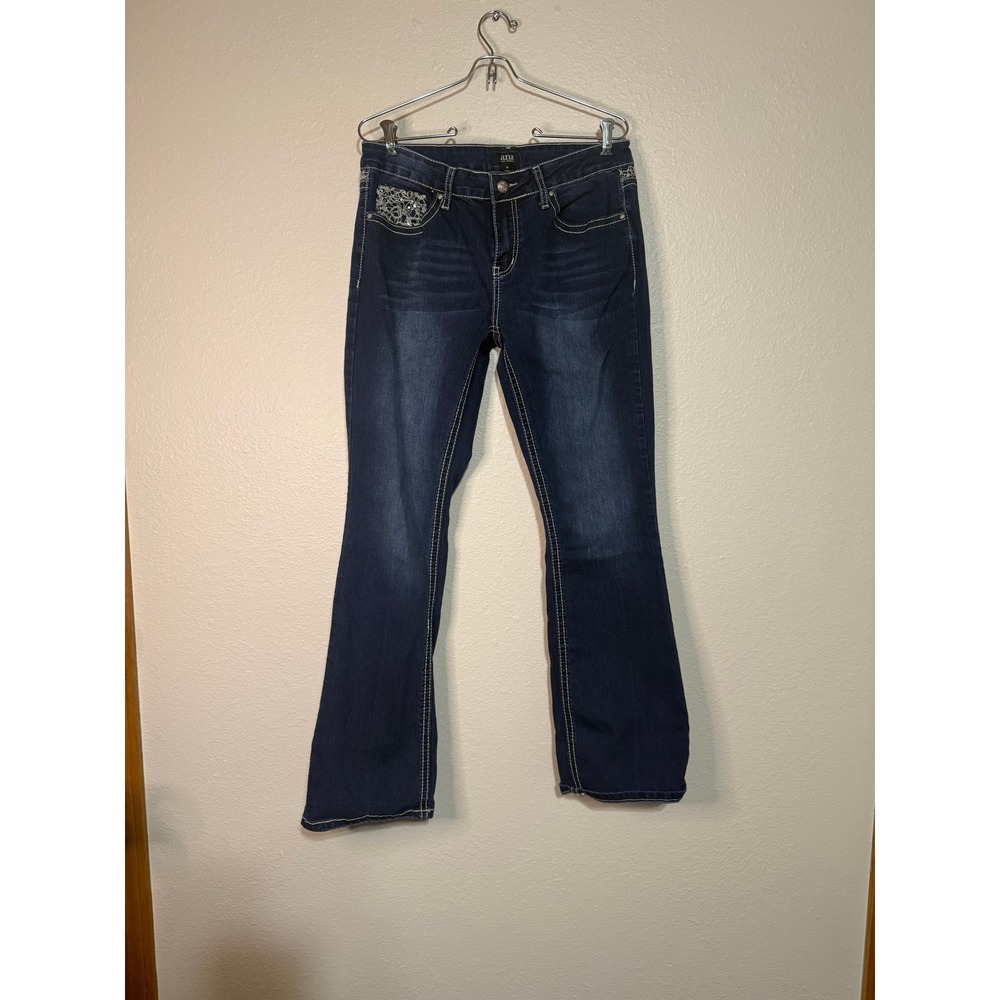 a.n.a A New Approach Womens Bootcut Jeans Dark Wash Sequin Size 10 31 Inseam